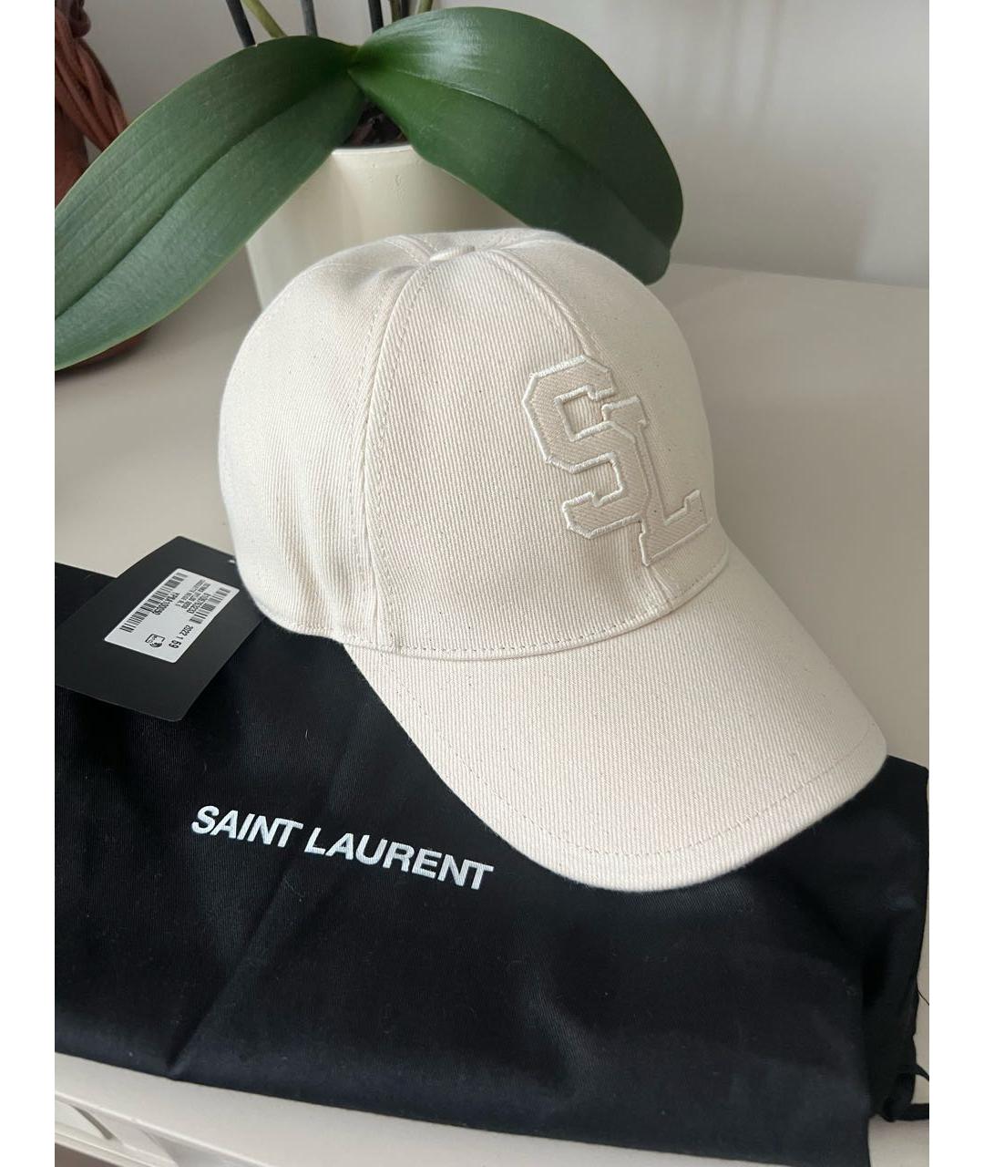 SAINT LAURENT Бежевая хлопковая кепка, фото 6