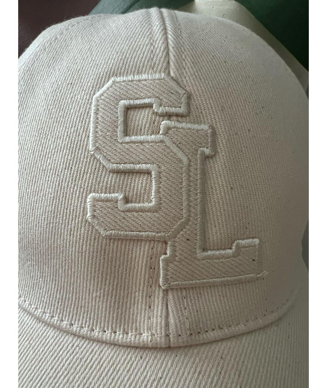 SAINT LAURENT Бежевая хлопковая кепка, фото 7
