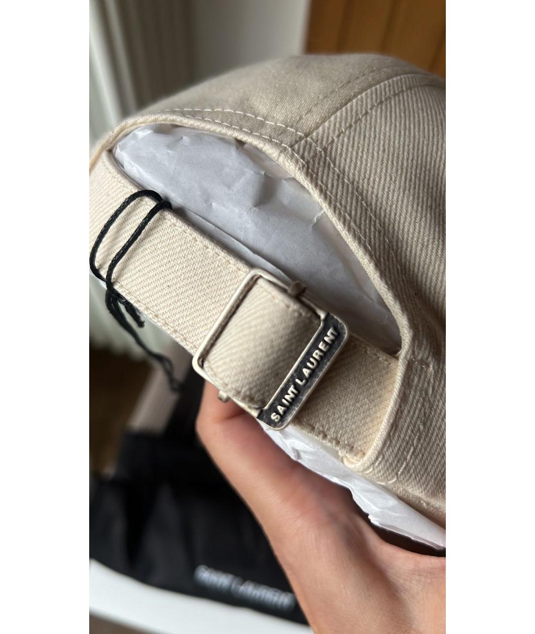 SAINT LAURENT Бежевая хлопковая кепка, фото 2