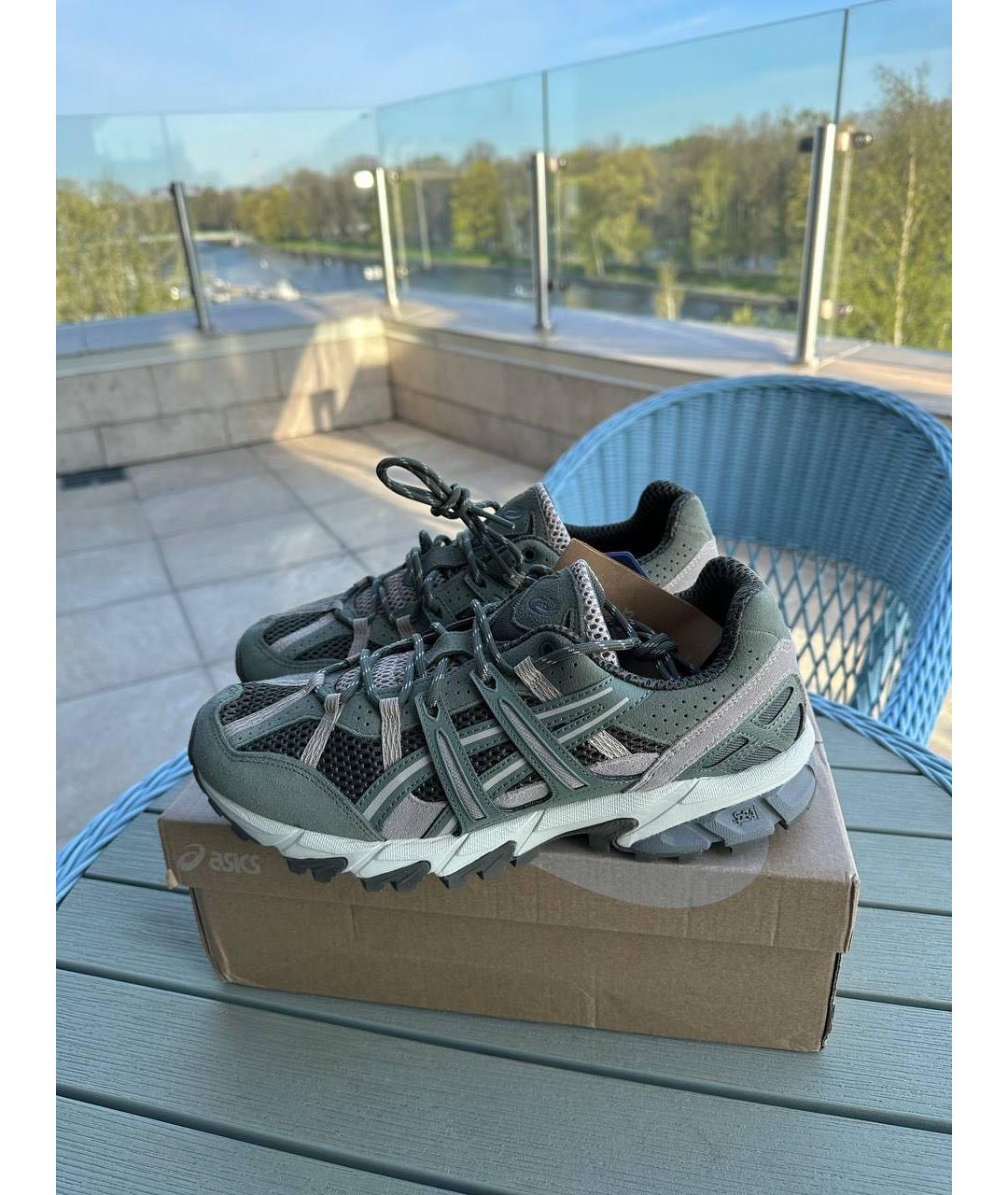 ASICS Зеленые замшевые низкие кроссовки / кеды, фото 7