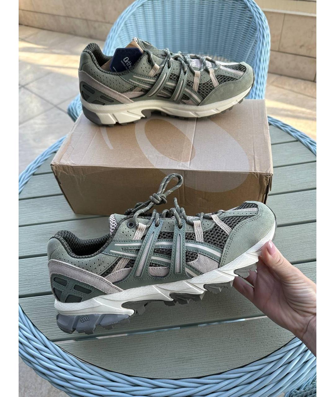ASICS Зеленые замшевые низкие кроссовки / кеды, фото 6