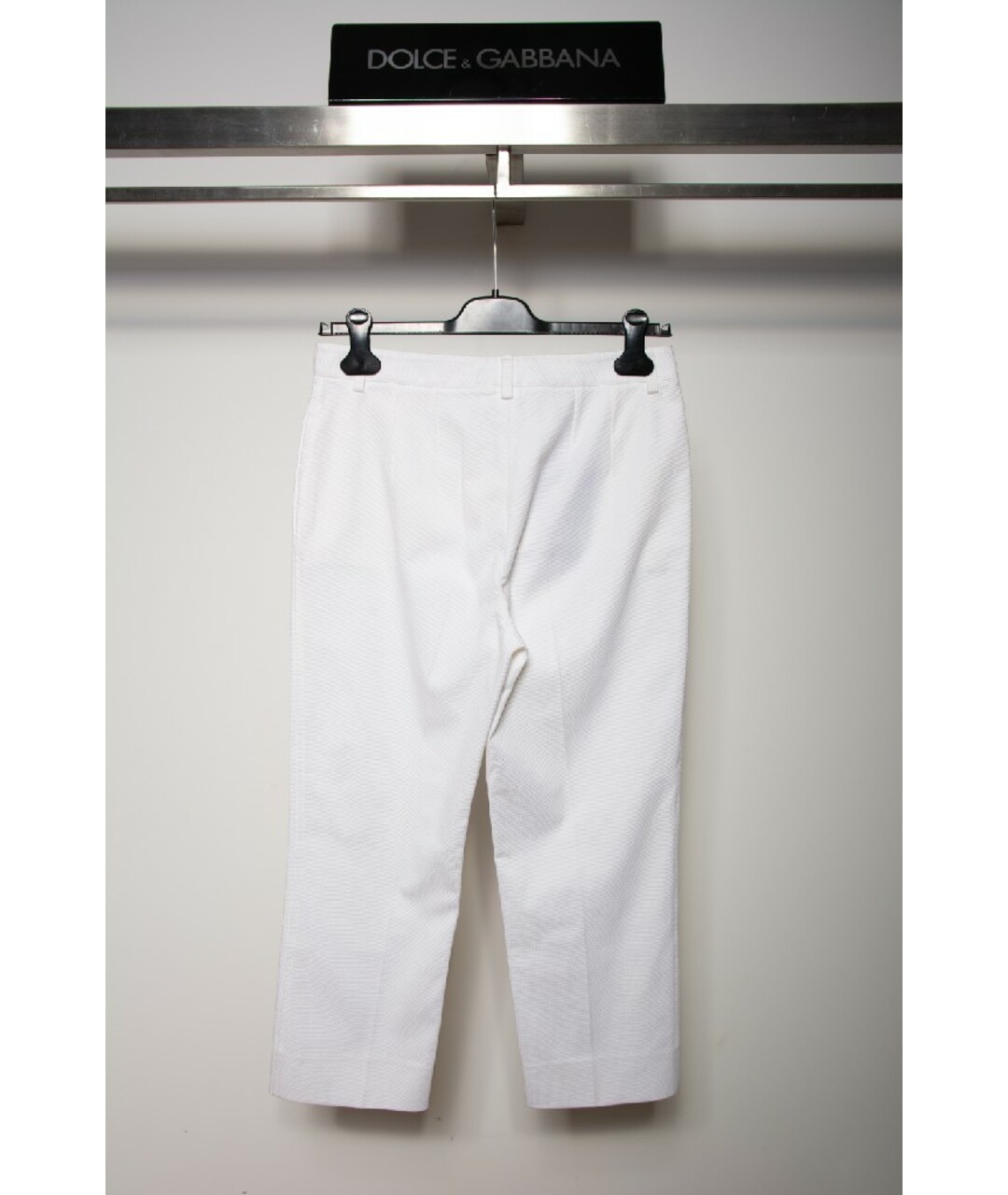 DOLCE&GABBANA Белые хлопковые прямые брюки, фото 2