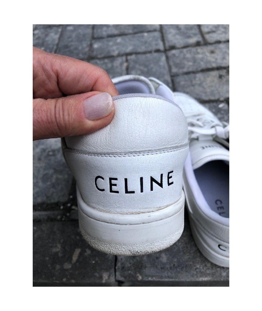 CELINE PRE-OWNED Белые кожаные низкие кроссовки / кеды, фото 4