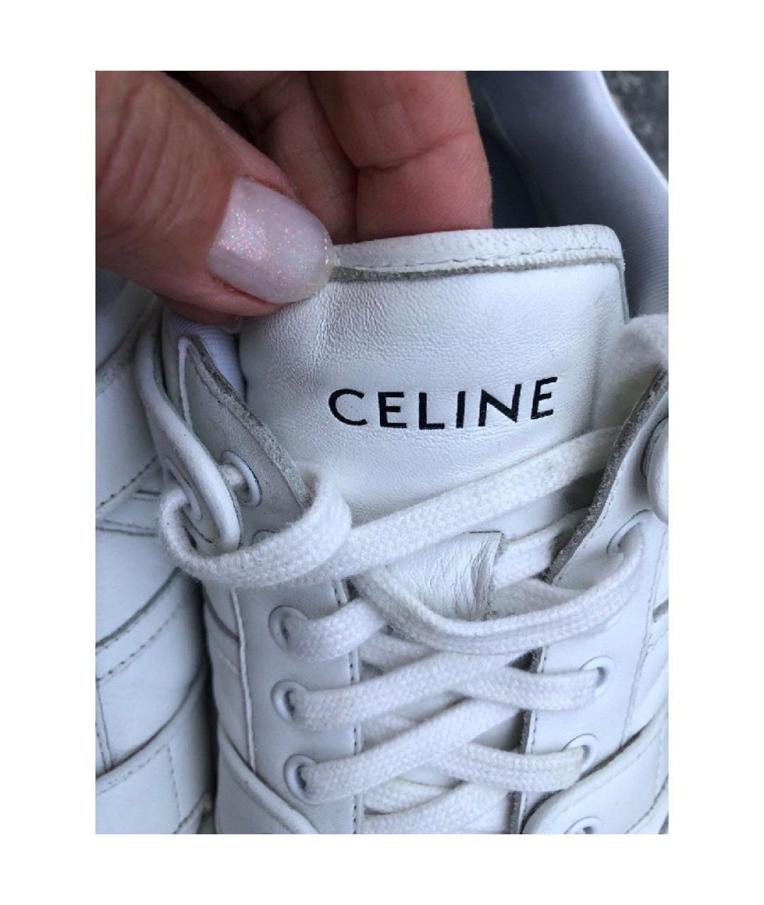 CELINE PRE-OWNED Белые кожаные низкие кроссовки / кеды, фото 2