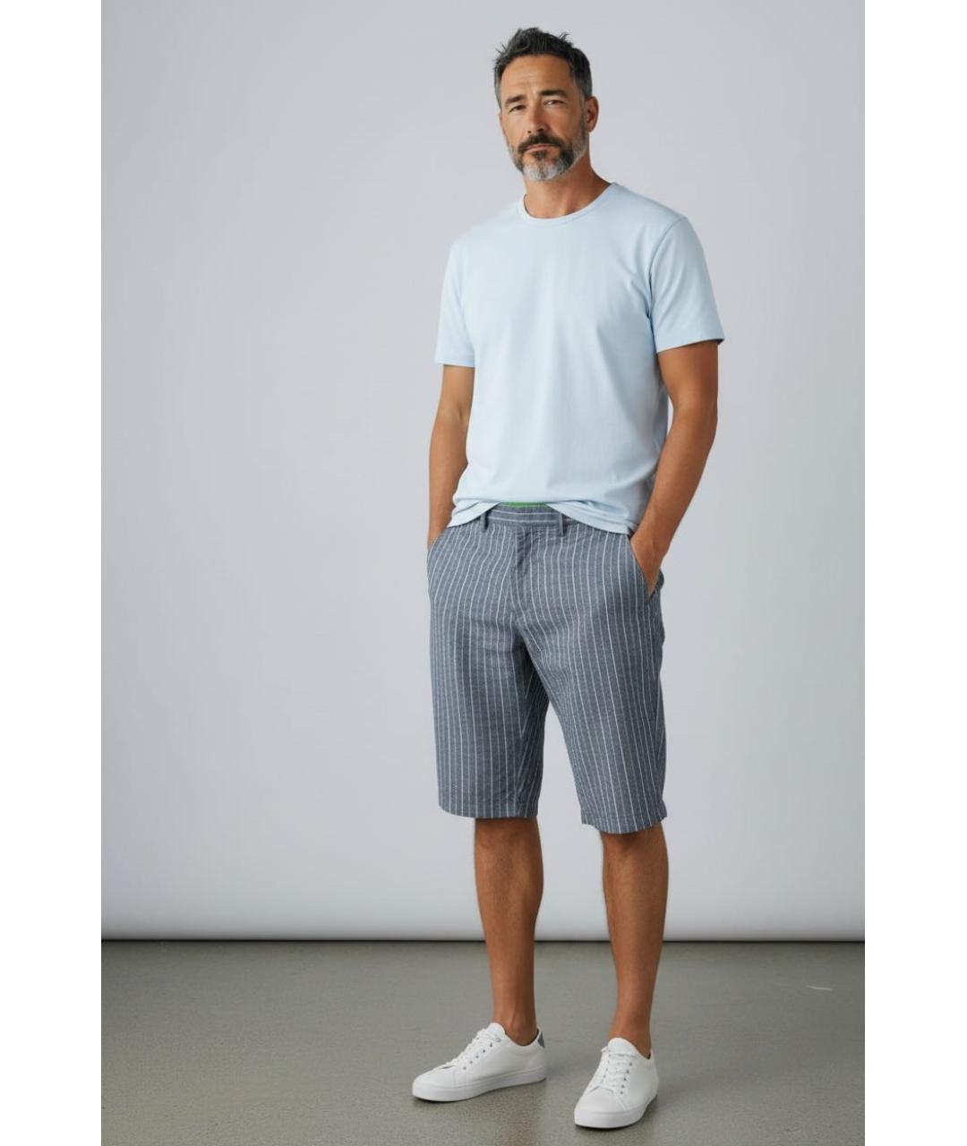 HUGO BOSS Серые льняные шорты, фото 6