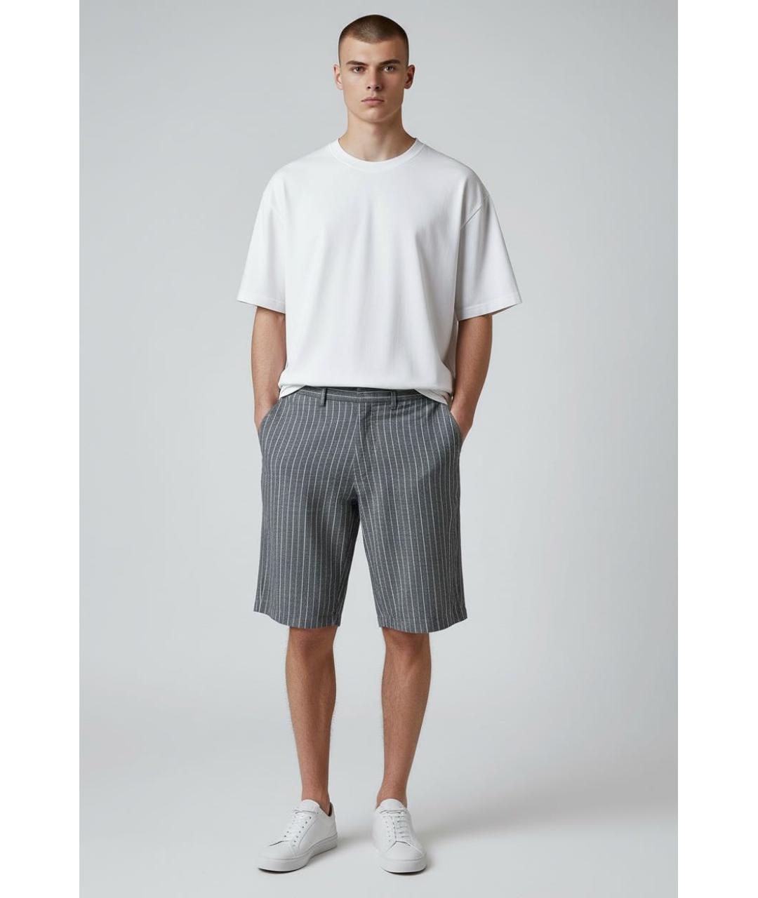 HUGO BOSS Серые льняные шорты, фото 2