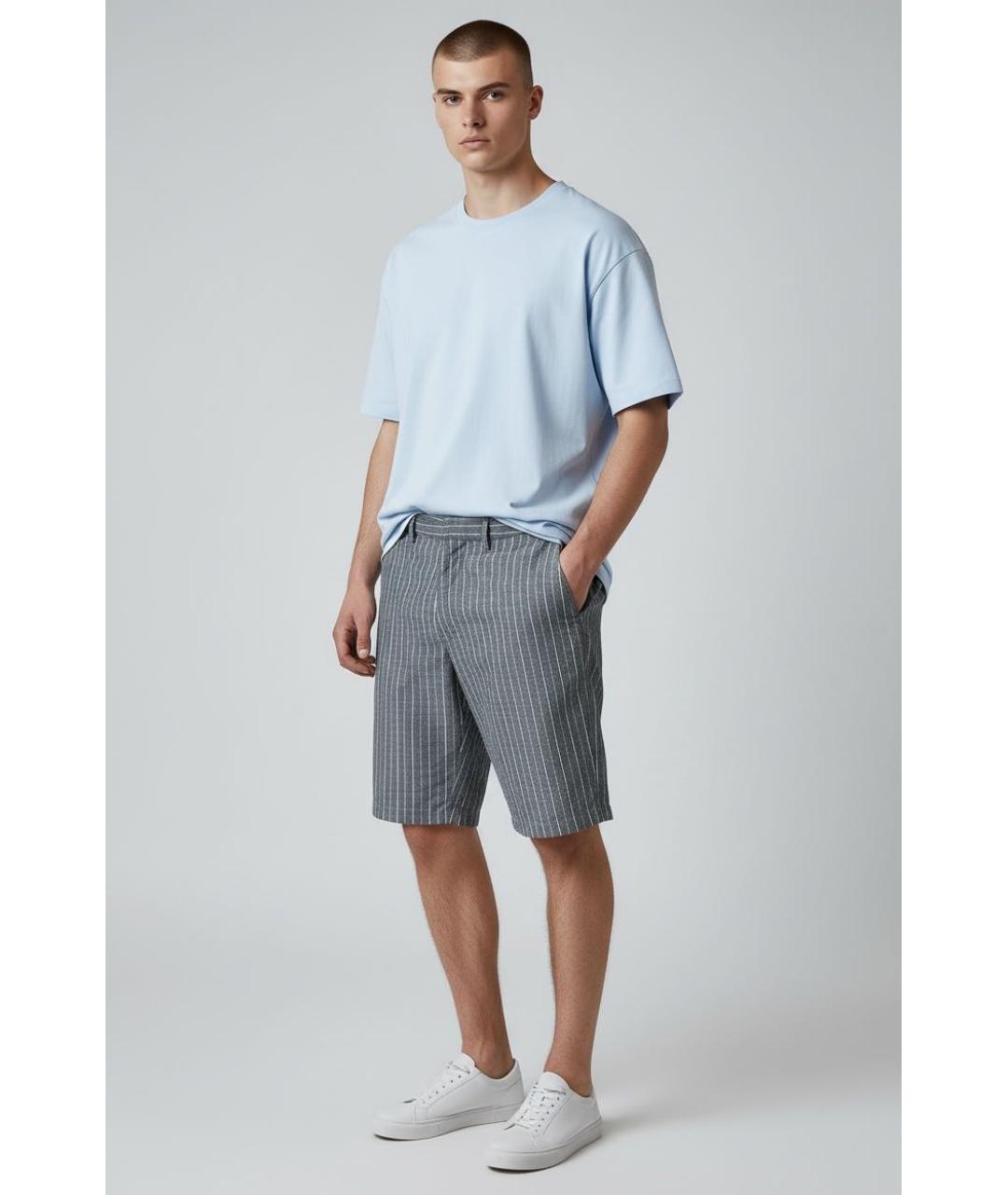 HUGO BOSS Серые льняные шорты, фото 8