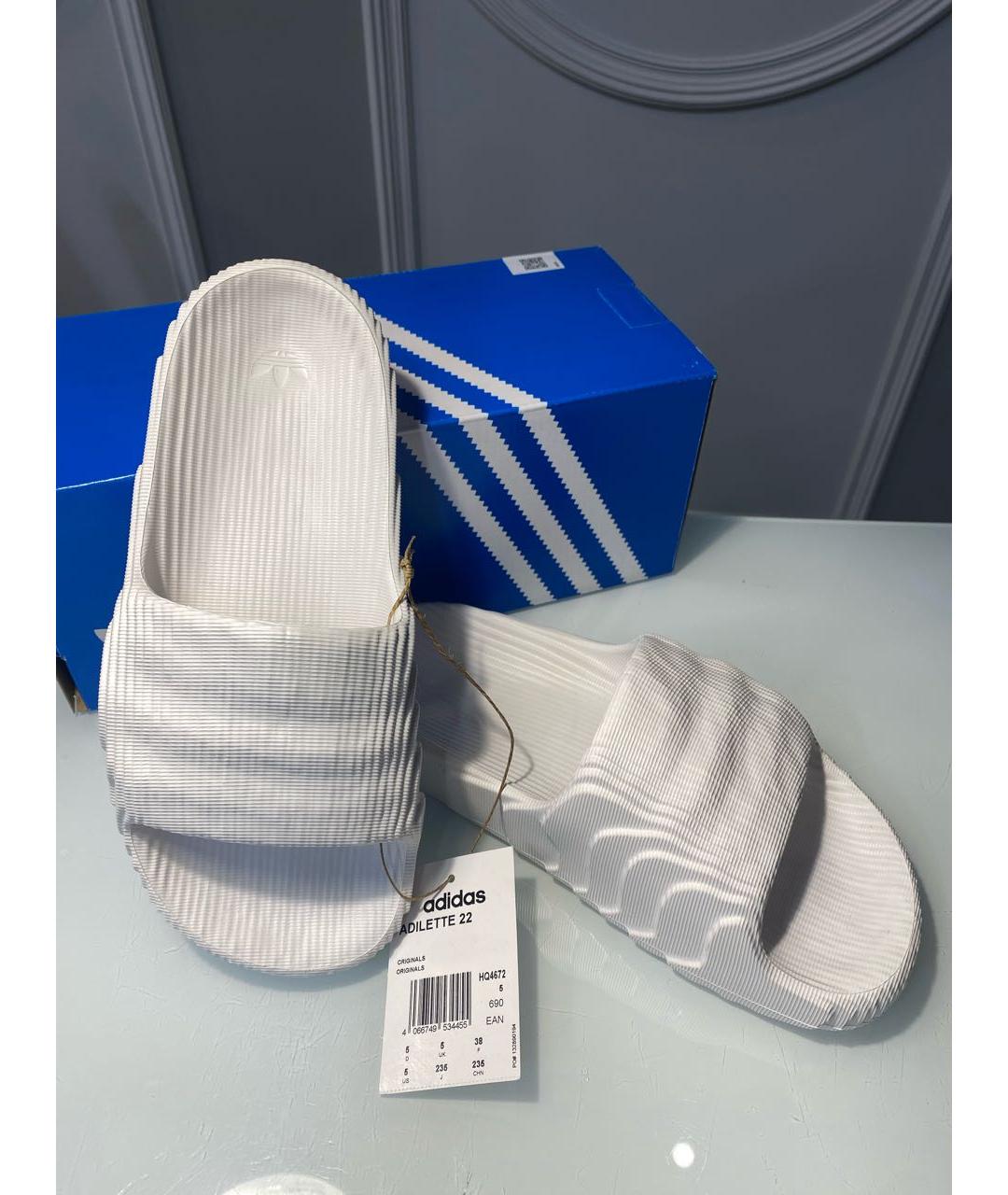 ADIDAS Белые резиновые шлепанцы, фото 4