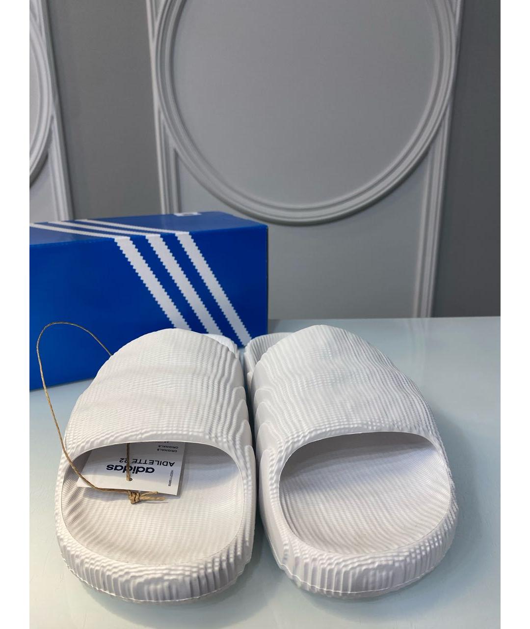 ADIDAS Белые резиновые шлепанцы, фото 2