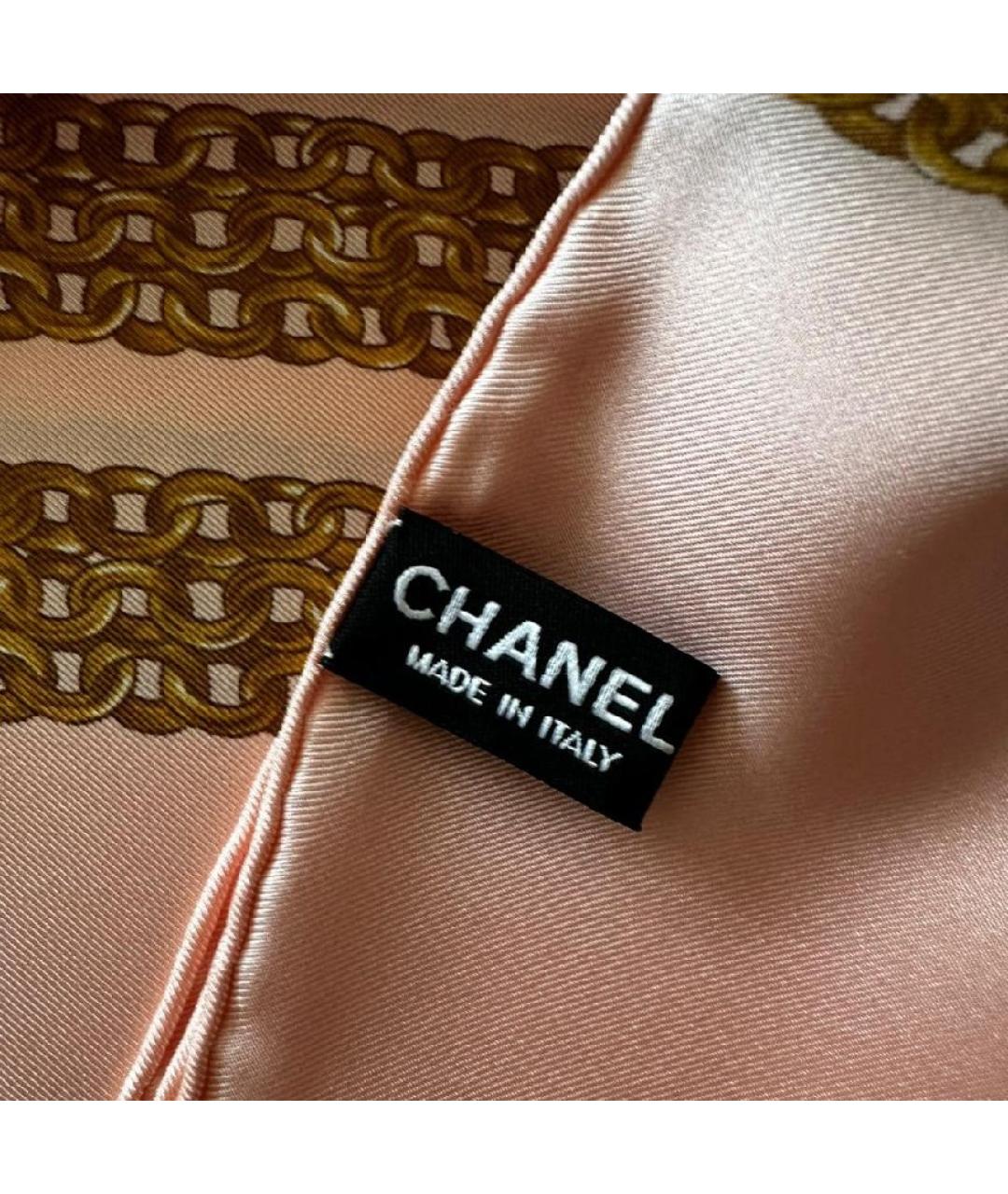 CHANEL PRE-OWNED Розовый шелковый платок, фото 5