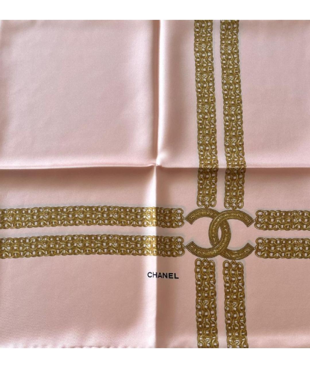 CHANEL PRE-OWNED Розовый шелковый платок, фото 2