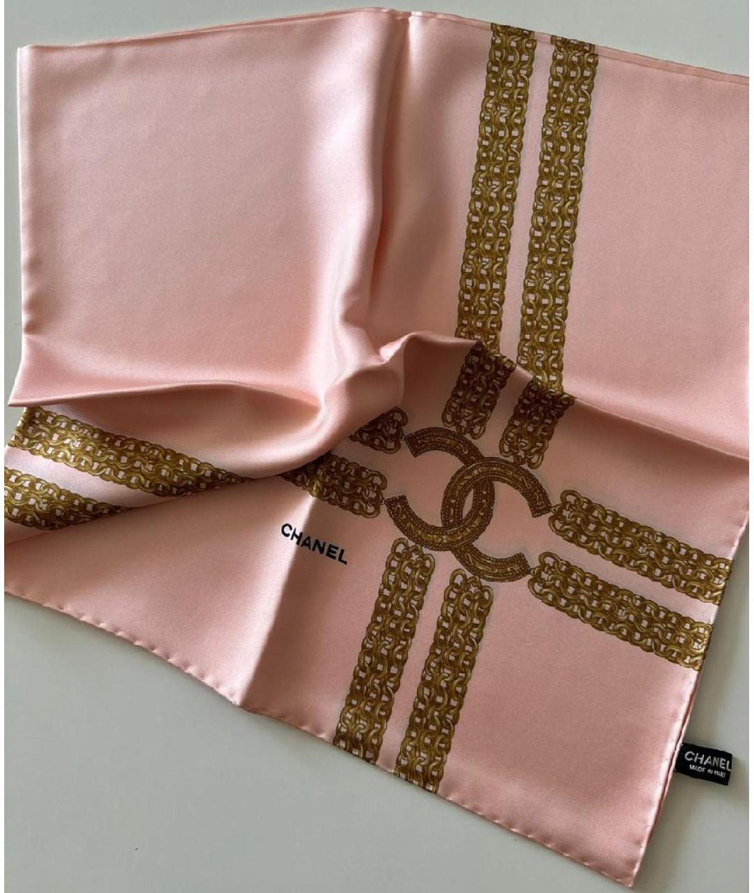 CHANEL PRE-OWNED Розовый шелковый платок, фото 8
