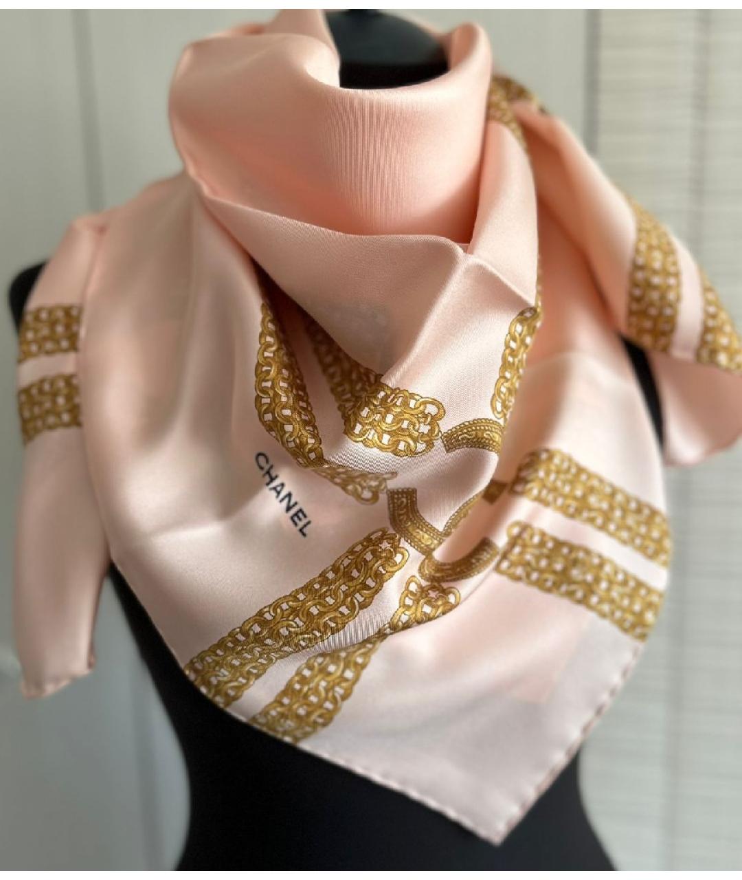 CHANEL PRE-OWNED Розовый шелковый платок, фото 9