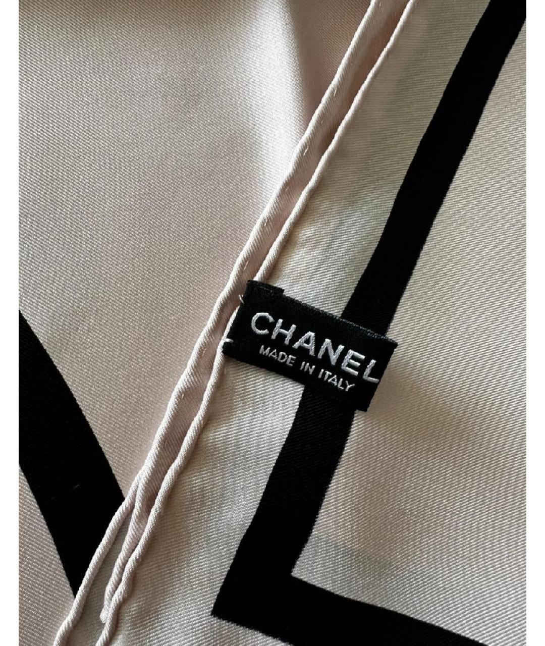 CHANEL PRE-OWNED Бежевый шелковый платок, фото 6