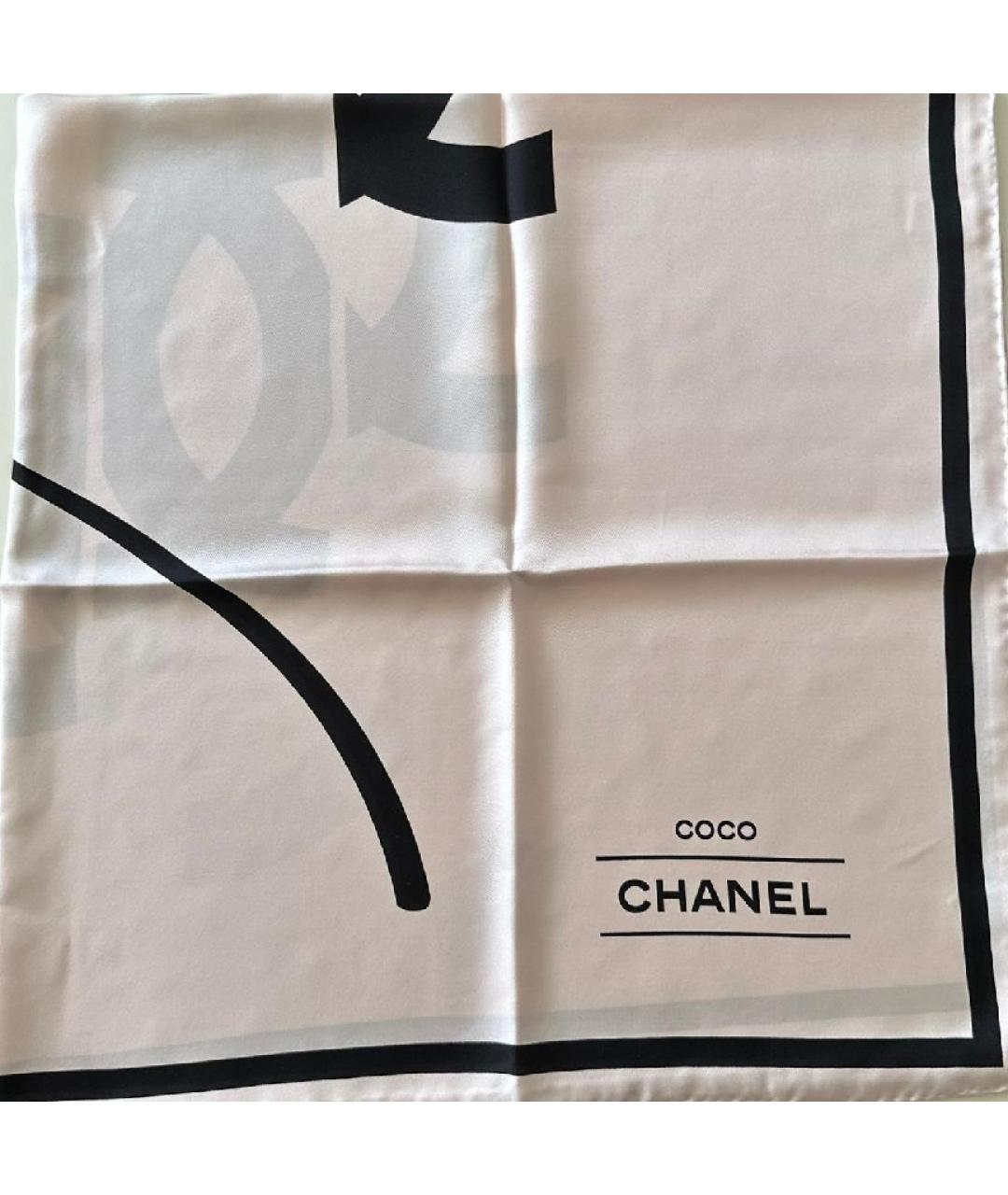 CHANEL PRE-OWNED Бежевый шелковый платок, фото 3