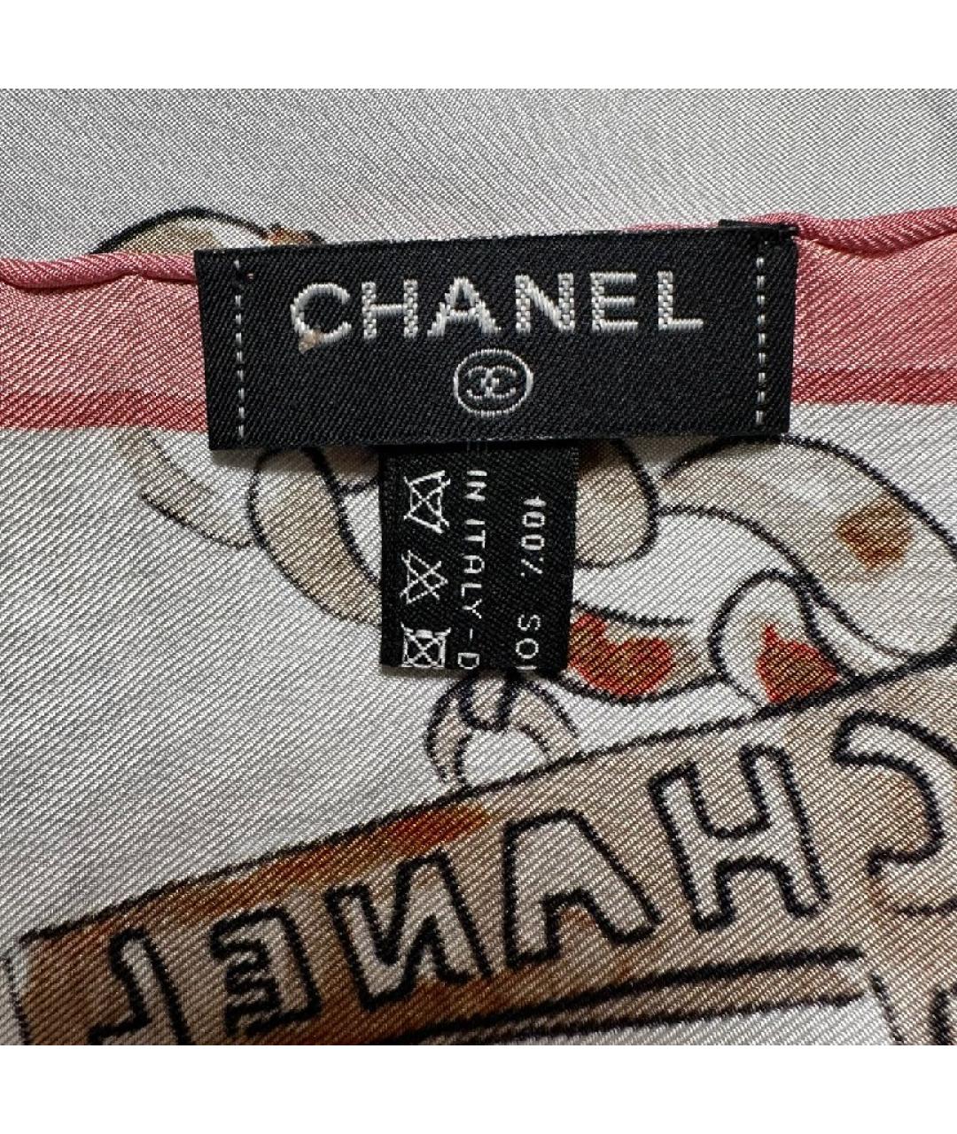 CHANEL PRE-OWNED Белый шелковый платок, фото 4