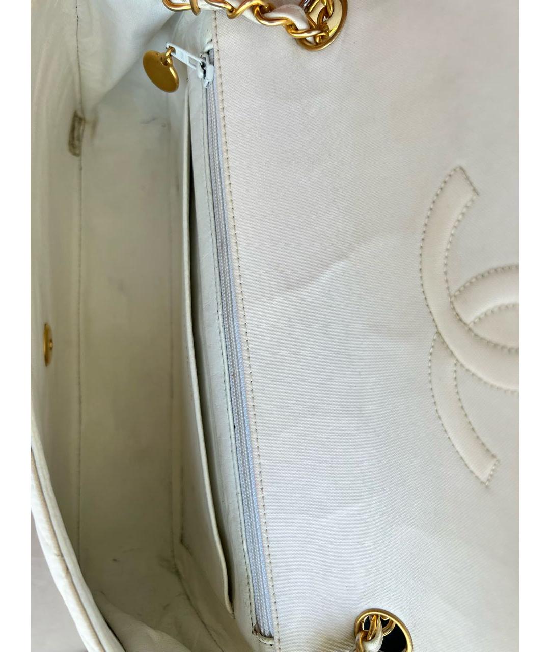 CHANEL PRE-OWNED Белая тканевая сумка через плечо, фото 4