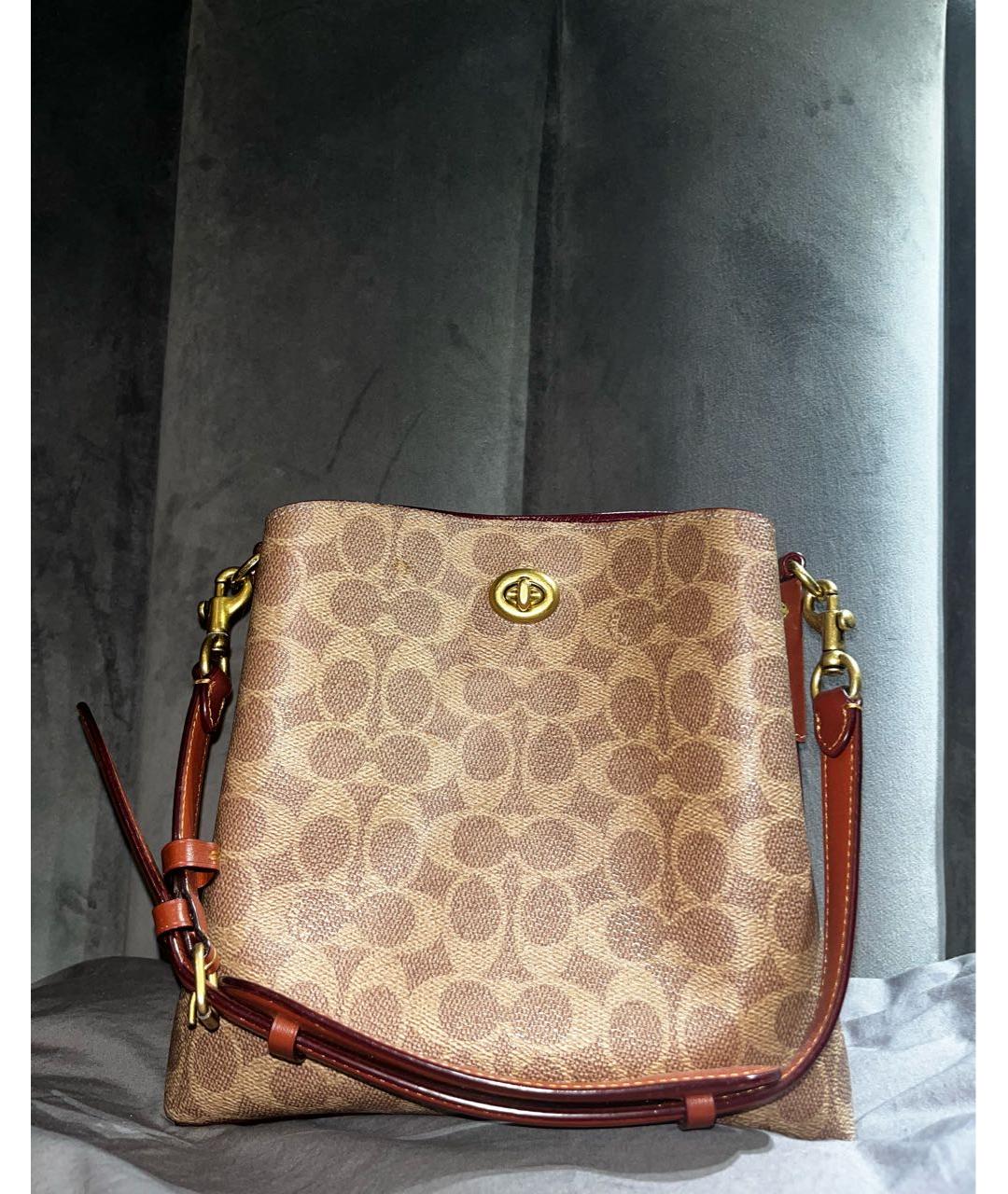 COACH Коричневая тканевая сумка через плечо, фото 7