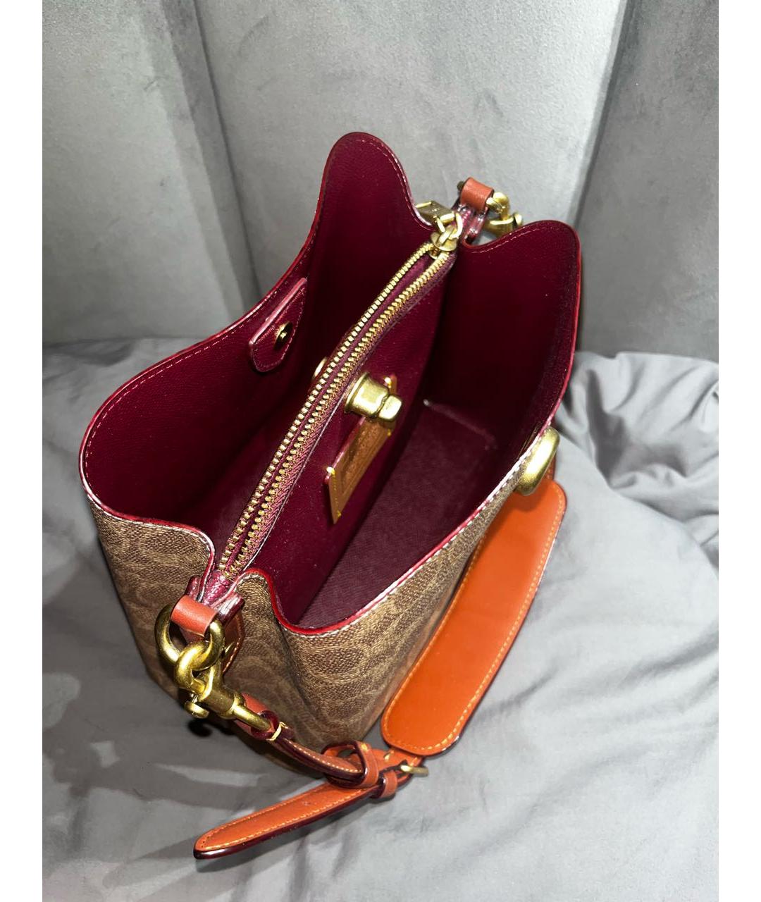 COACH Коричневая тканевая сумка через плечо, фото 4