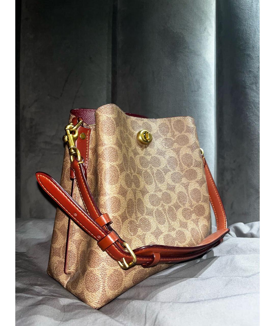 COACH Коричневая тканевая сумка через плечо, фото 2