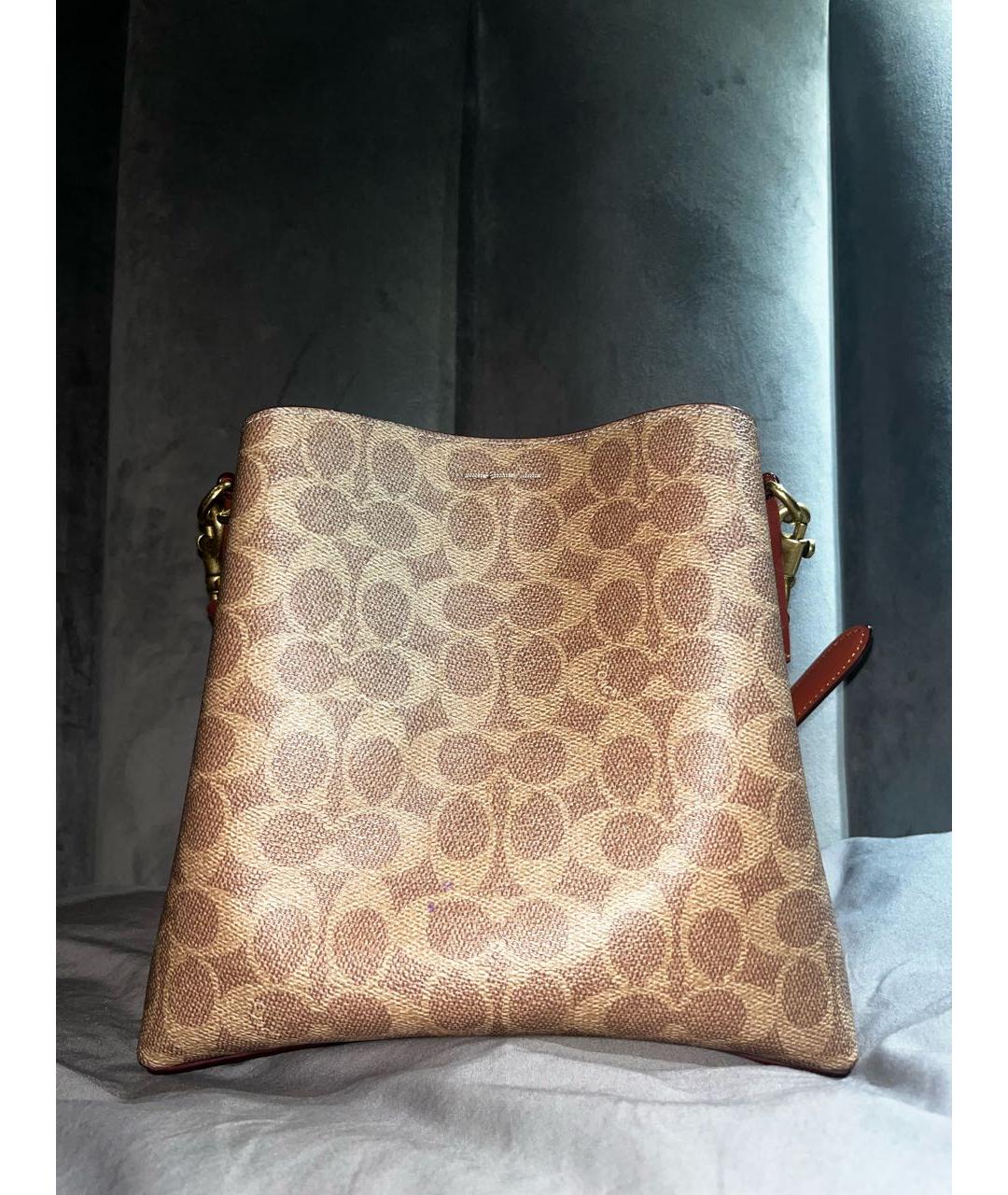 COACH Коричневая тканевая сумка через плечо, фото 3