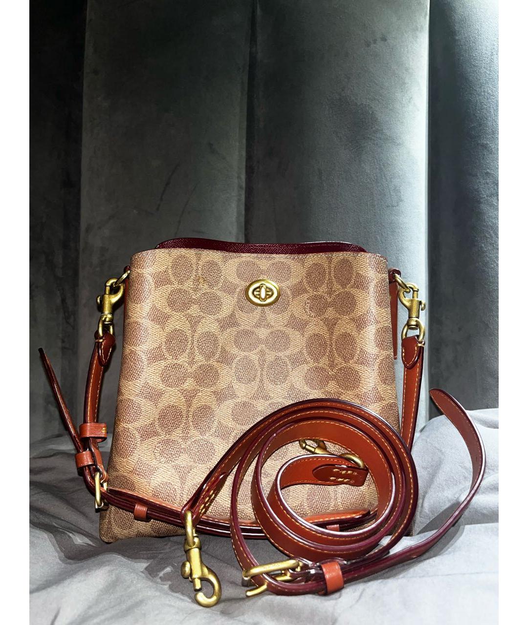 COACH Коричневая тканевая сумка через плечо, фото 8