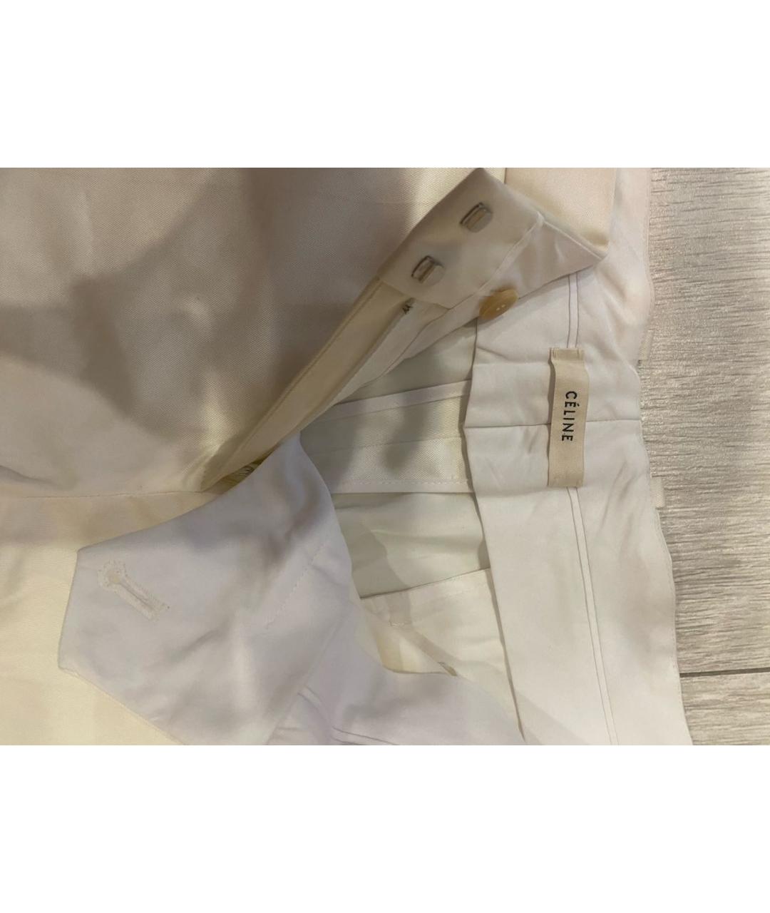 CELINE Белые хлопковые прямые брюки, фото 4
