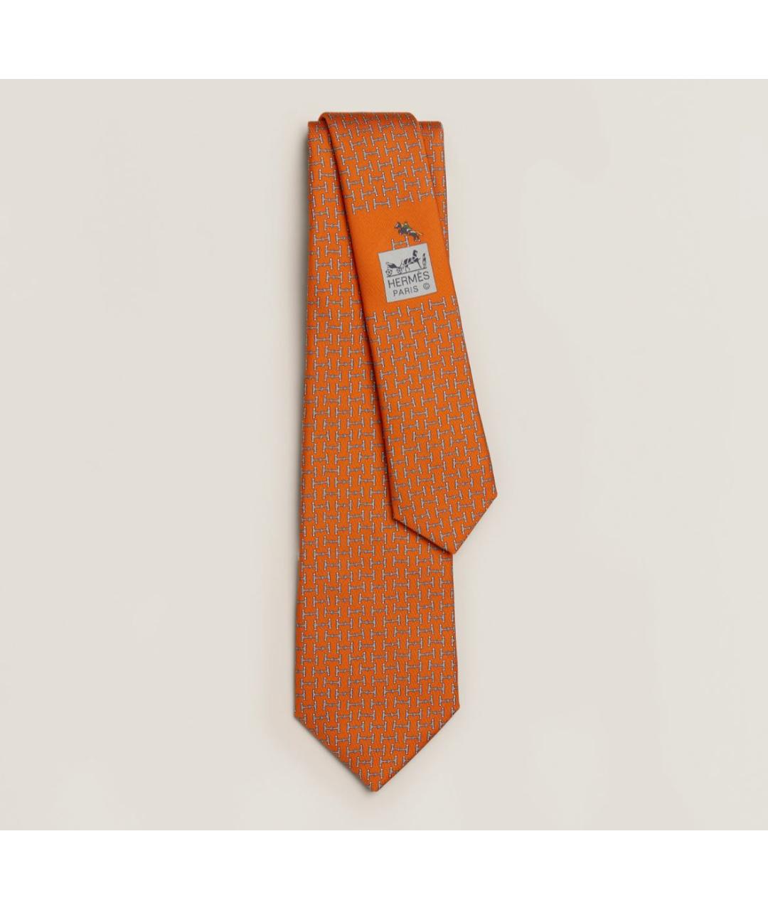 HERMES PRE-OWNED Оранжевый шелковый галстук, фото 5
