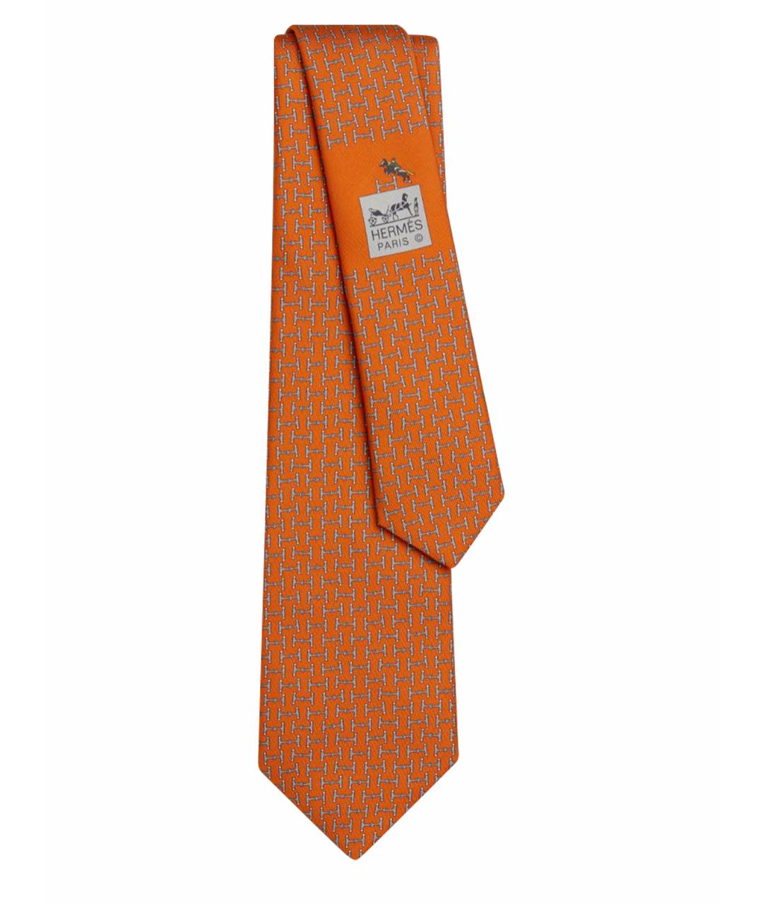 HERMES PRE-OWNED Оранжевый шелковый галстук, фото 1