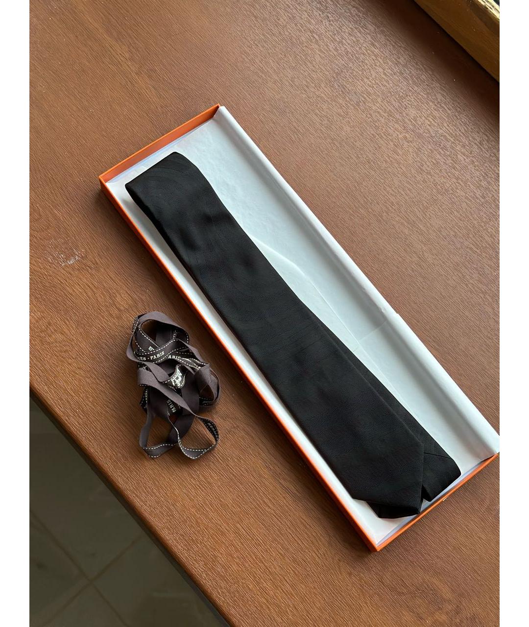 HERMES PRE-OWNED Черный шелковый галстук, фото 3