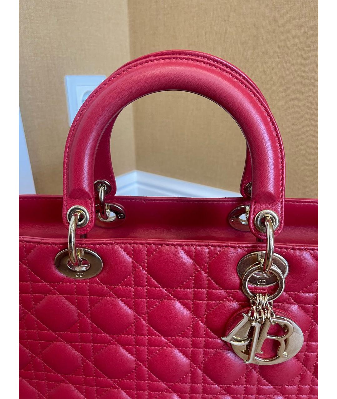 CHRISTIAN DIOR Бордовая кожаная сумка через плечо, фото 7