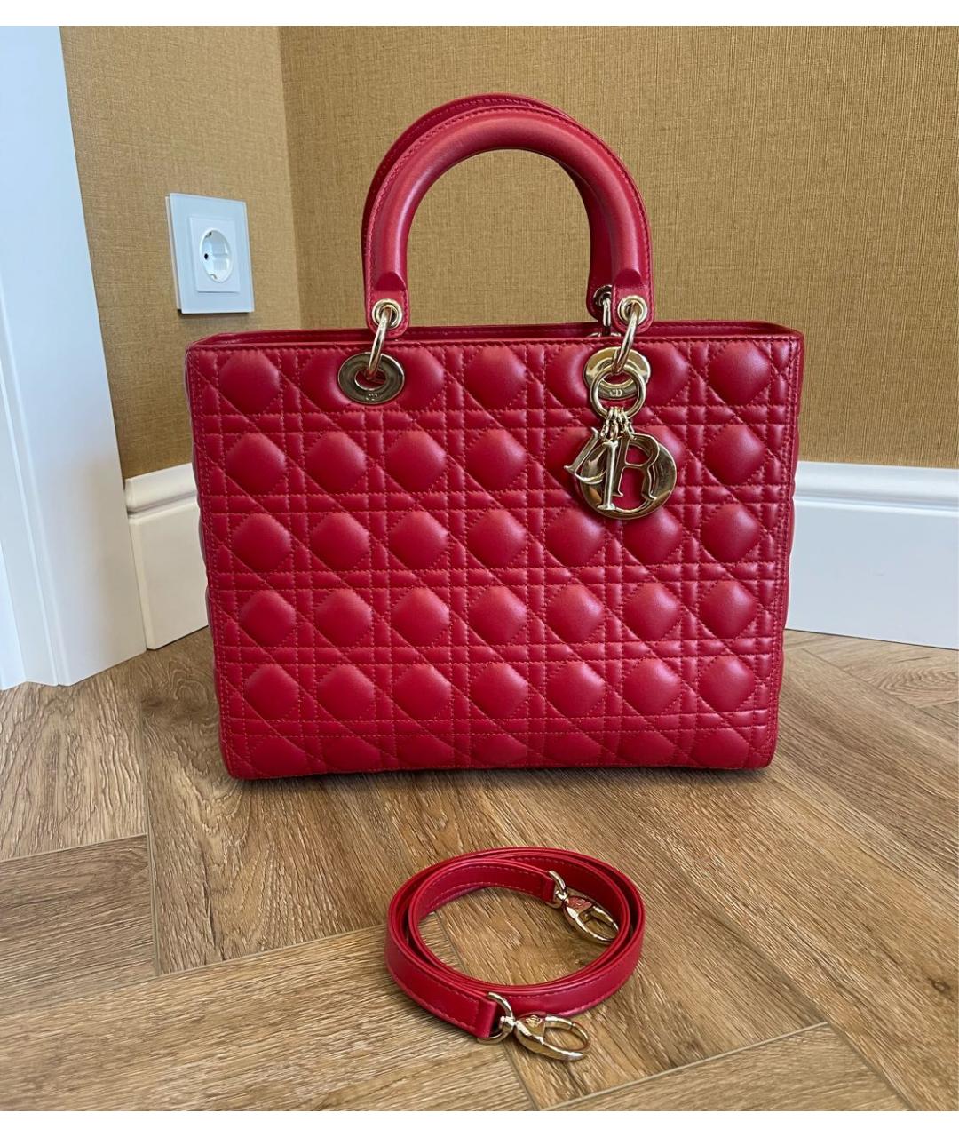 CHRISTIAN DIOR Бордовая кожаная сумка через плечо, фото 8