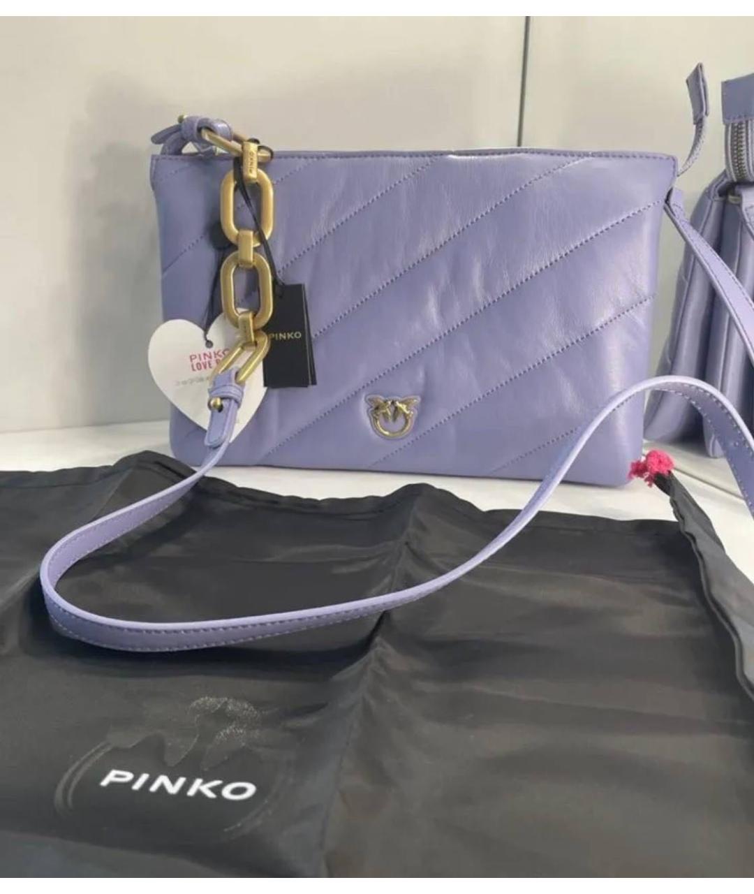 PINKO Фиолетовая кожаная сумка через плечо, фото 7