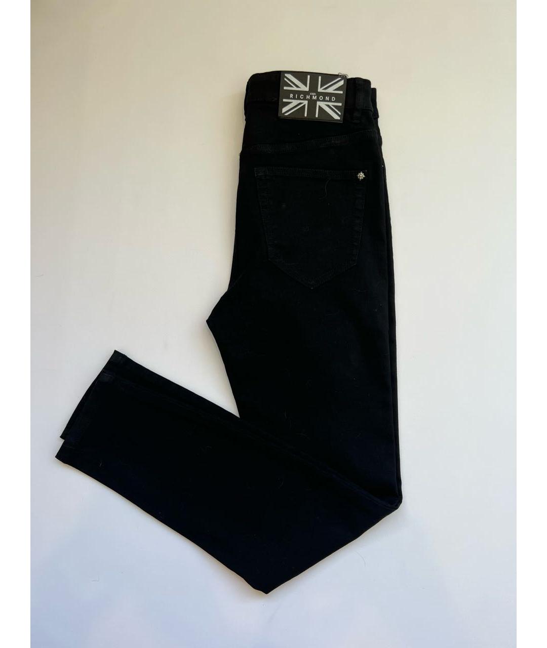 JOHN RICHMOND Черные хлопко-эластановые джинсы слим, фото 2
