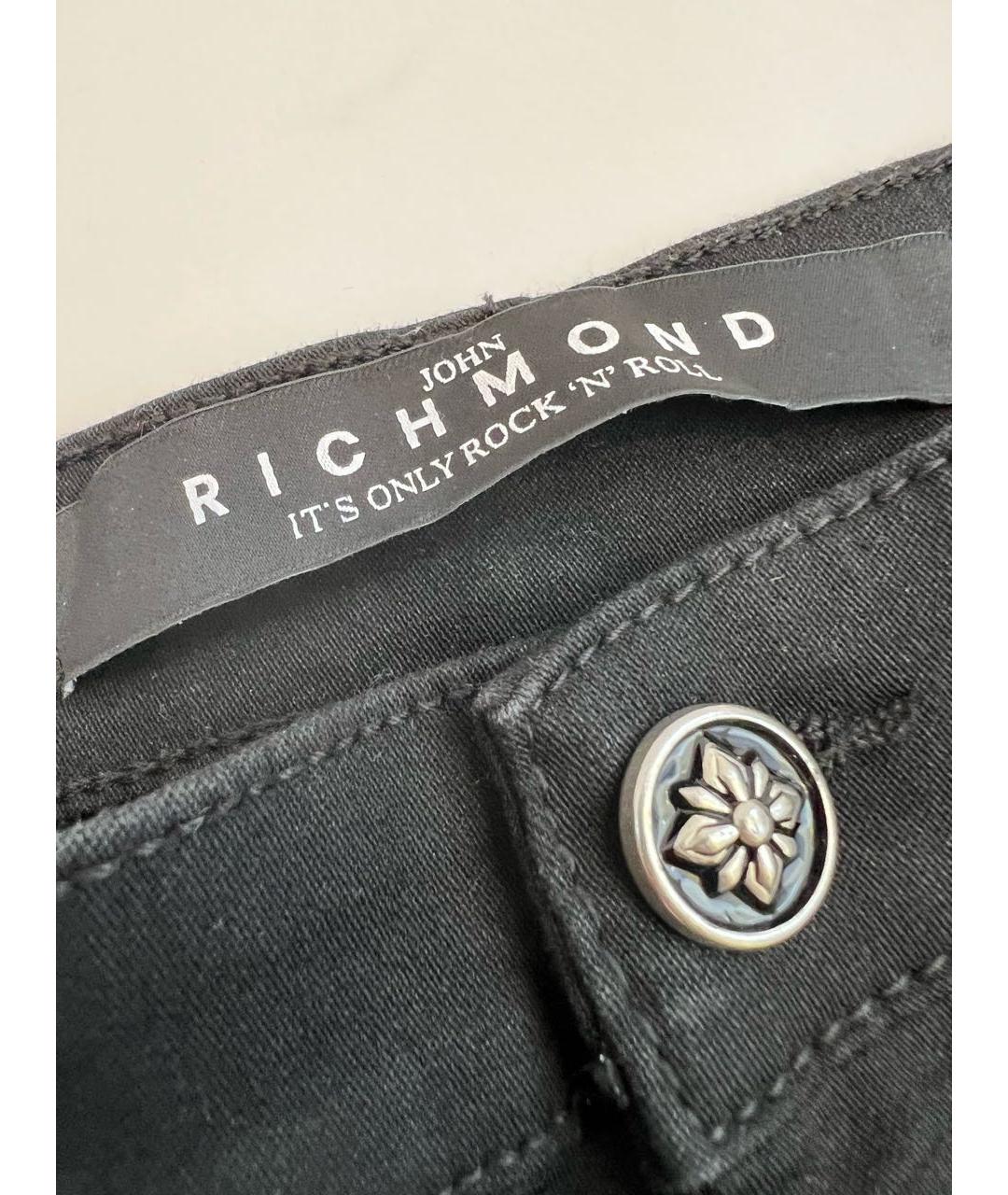 JOHN RICHMOND Черные хлопко-эластановые джинсы слим, фото 3
