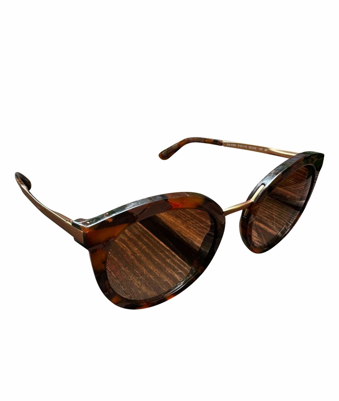 DOLCE&GABBANA Коричневые пластиковые солнцезащитные очки, фото 1