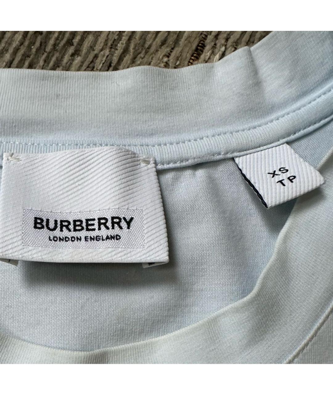 BURBERRY Голубая хлопковая футболка, фото 6