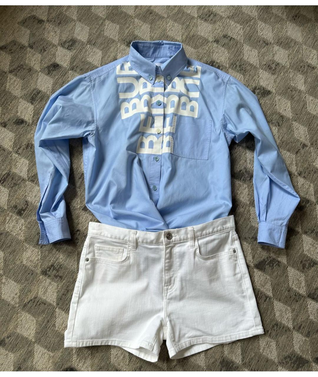 BURBERRY Голубая хлопковая рубашка, фото 8