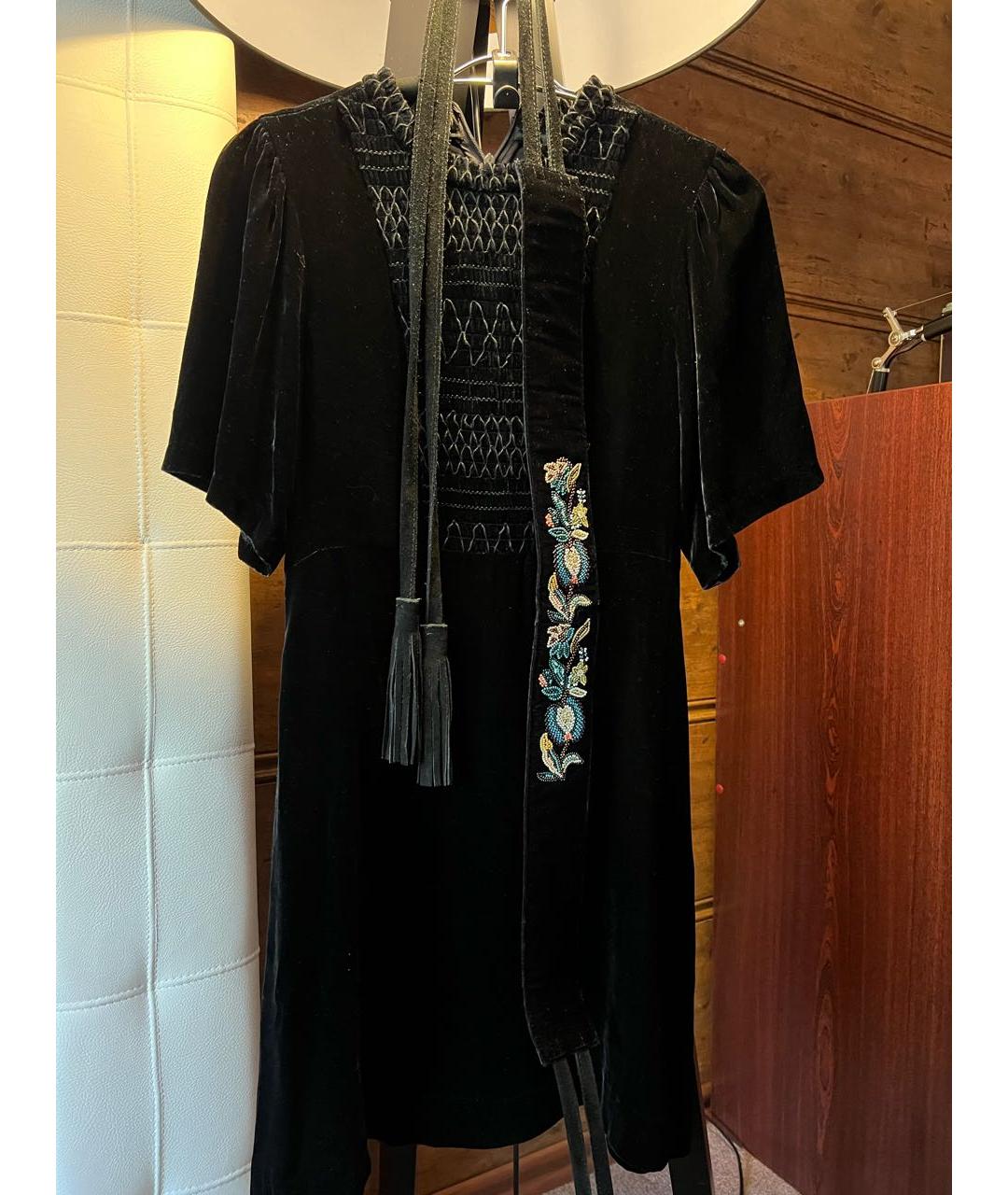 MAJE Черное бархатное коктейльное платье, фото 7