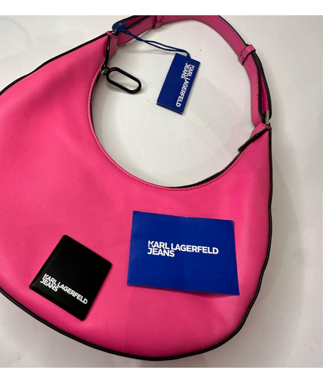 KARL LAGERFELD Розовая кожаная сумка с короткими ручками, фото 2