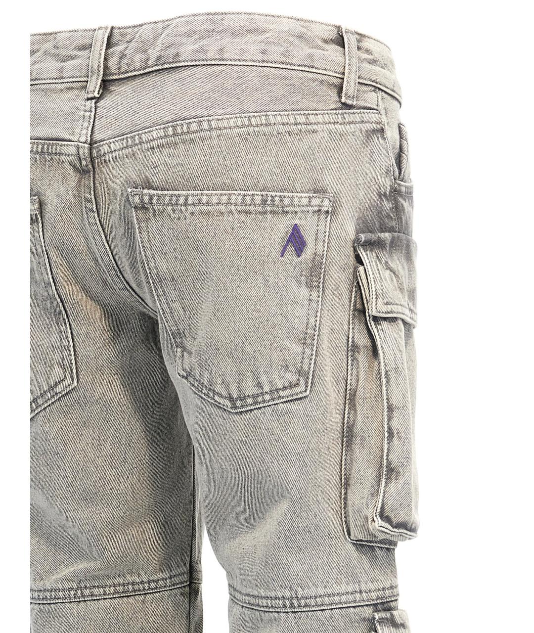 THE ATTICO Серые хлопковые прямые джинсы, фото 4