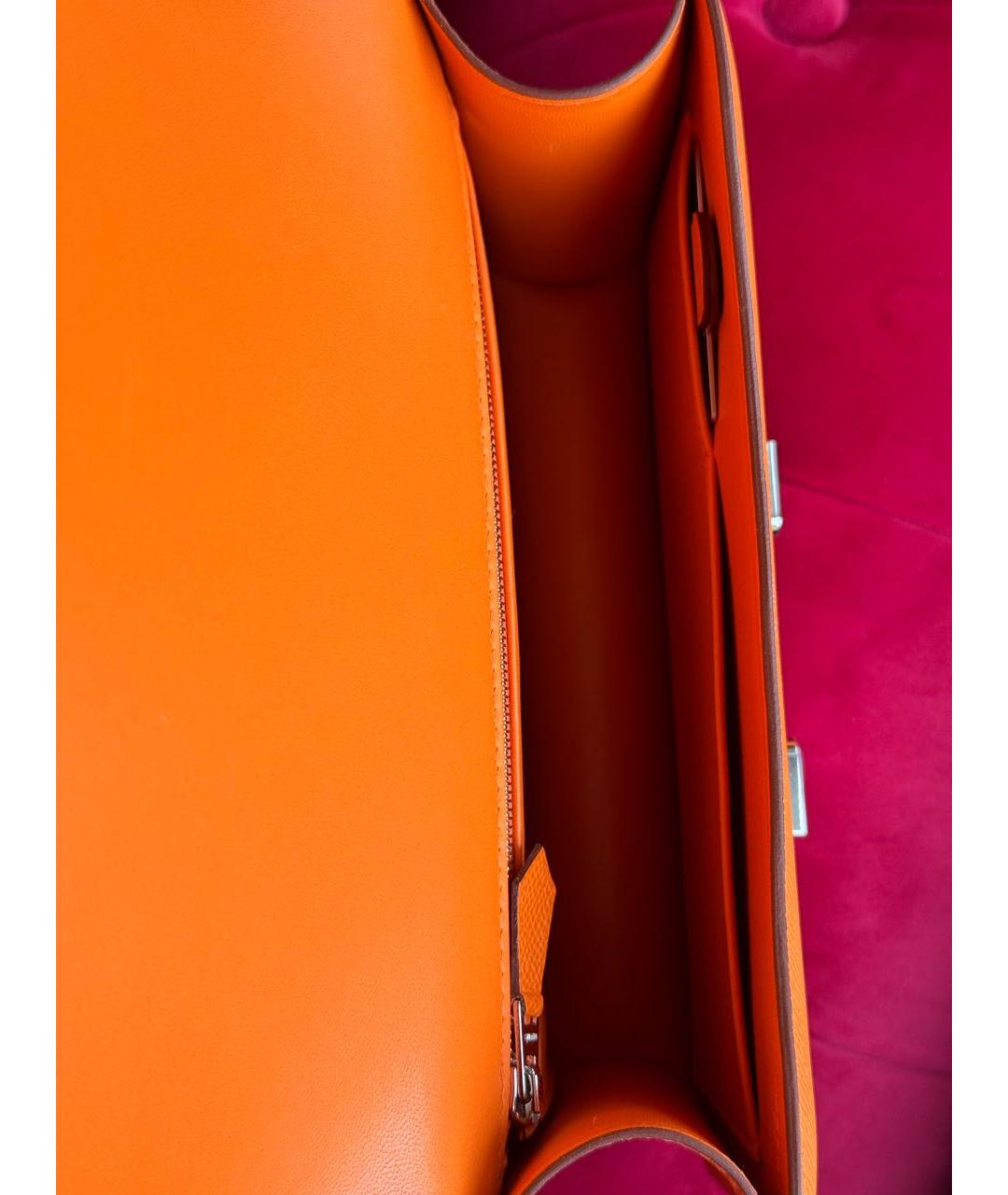 HERMES Оранжевая кожаная сумка через плечо, фото 4