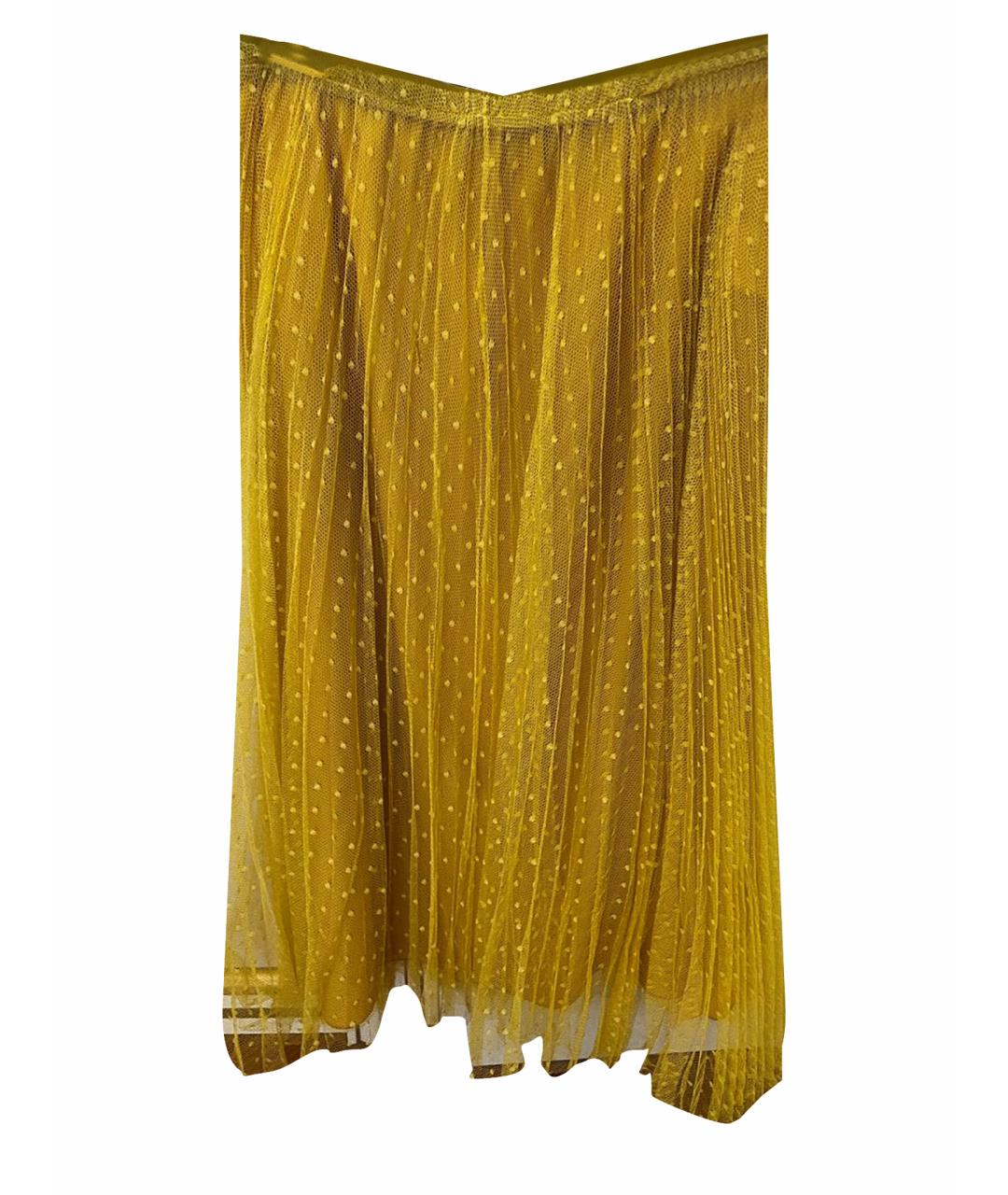 RED VALENTINO Желтая сетчатая юбка миди, фото 1
