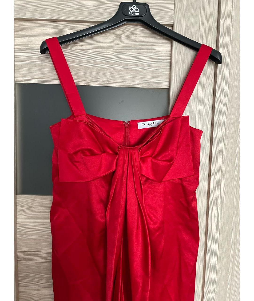 CHRISTIAN DIOR Красное шелковое коктейльное платье, фото 4