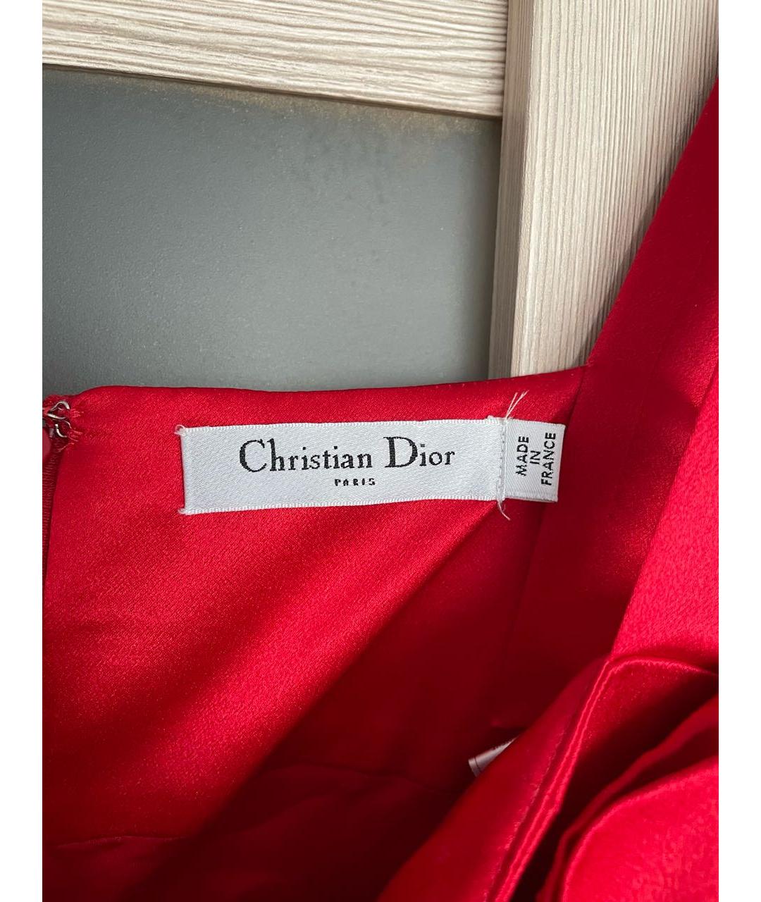 CHRISTIAN DIOR Красное шелковое коктейльное платье, фото 3