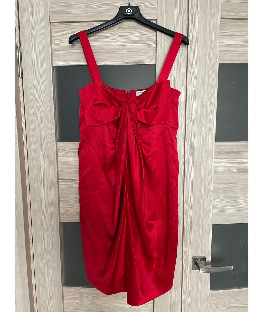 CHRISTIAN DIOR Красное шелковое коктейльное платье, фото 6