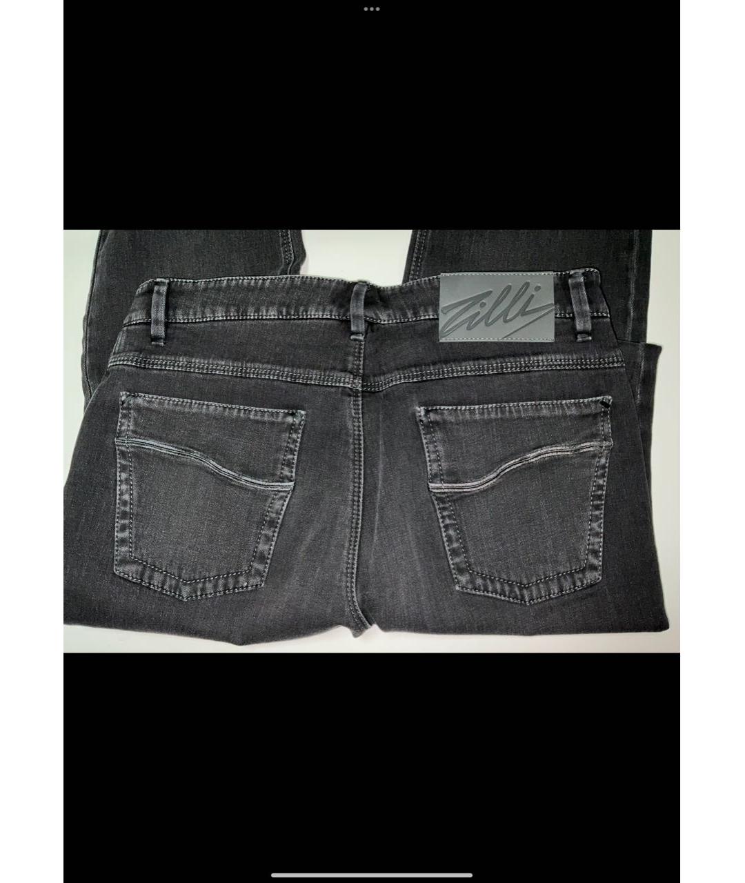 ZILLI Черные хлопковые прямые джинсы, фото 3