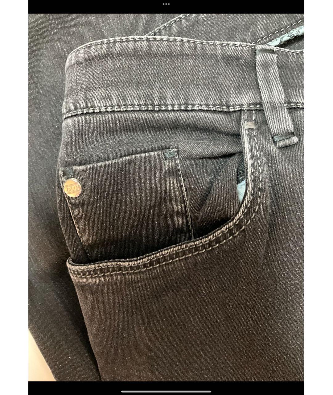 ZILLI Черные хлопковые прямые джинсы, фото 4