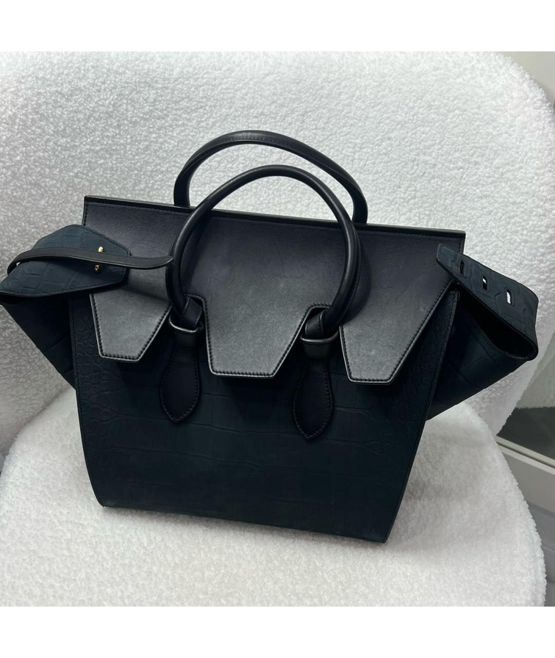 CELINE PRE-OWNED Темно-синяя кожаная сумка с короткими ручками, фото 2