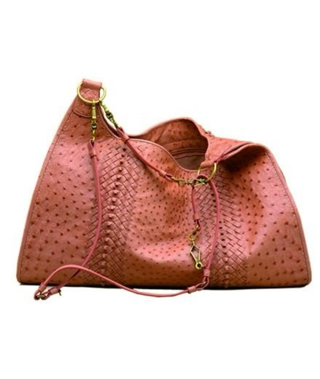 BOTTEGA VENETA Розовая сумка с короткими ручками из экзотической кожи, фото 1